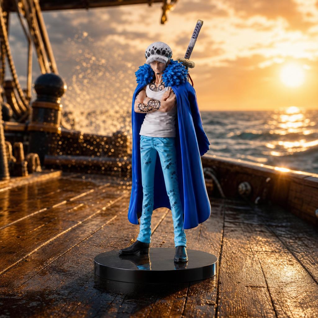 Figura de colección Figura Trafalgar Law Battle Suit, en escena épica