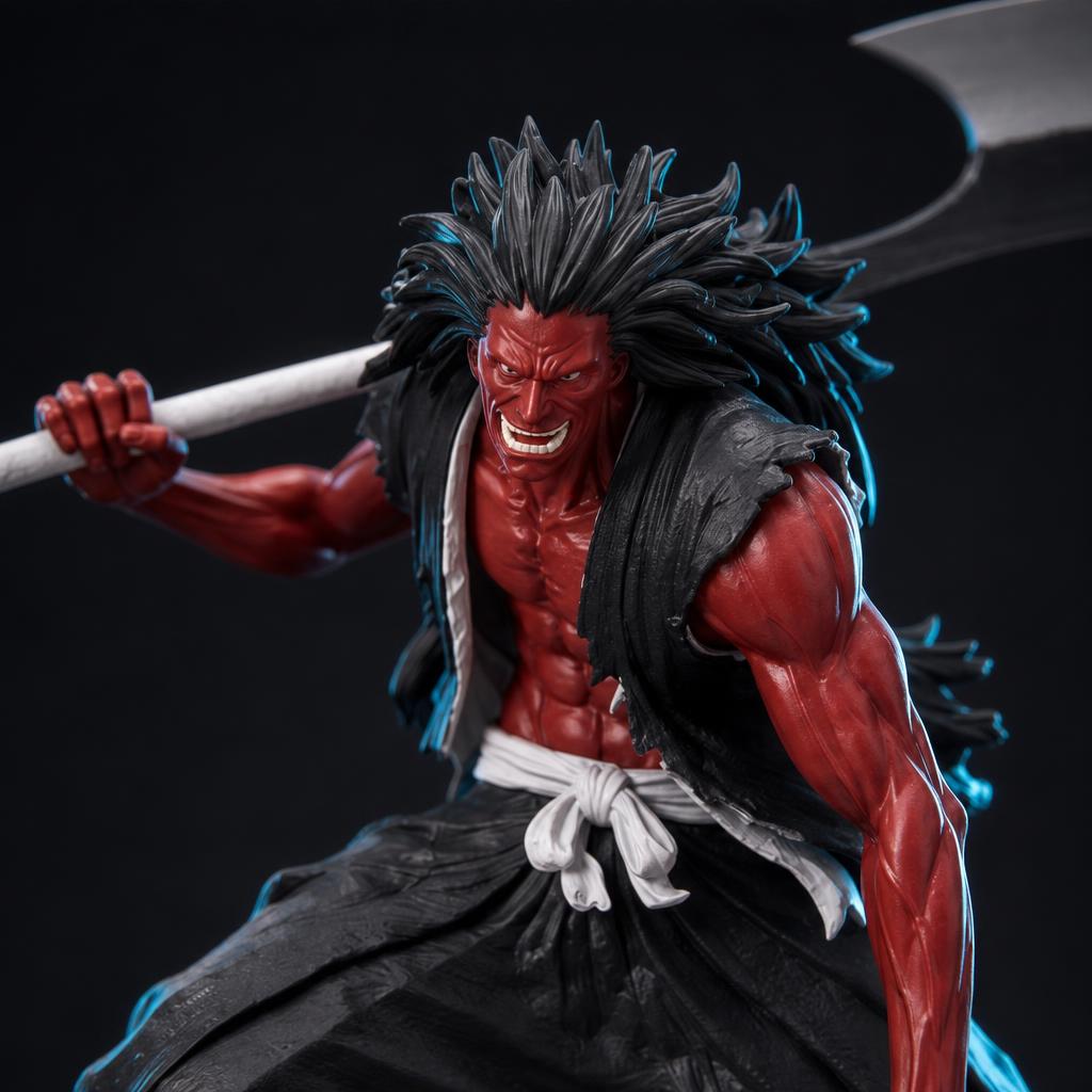 Figura de colección Kenpachi Zaraki Bankai, detalle de cerca