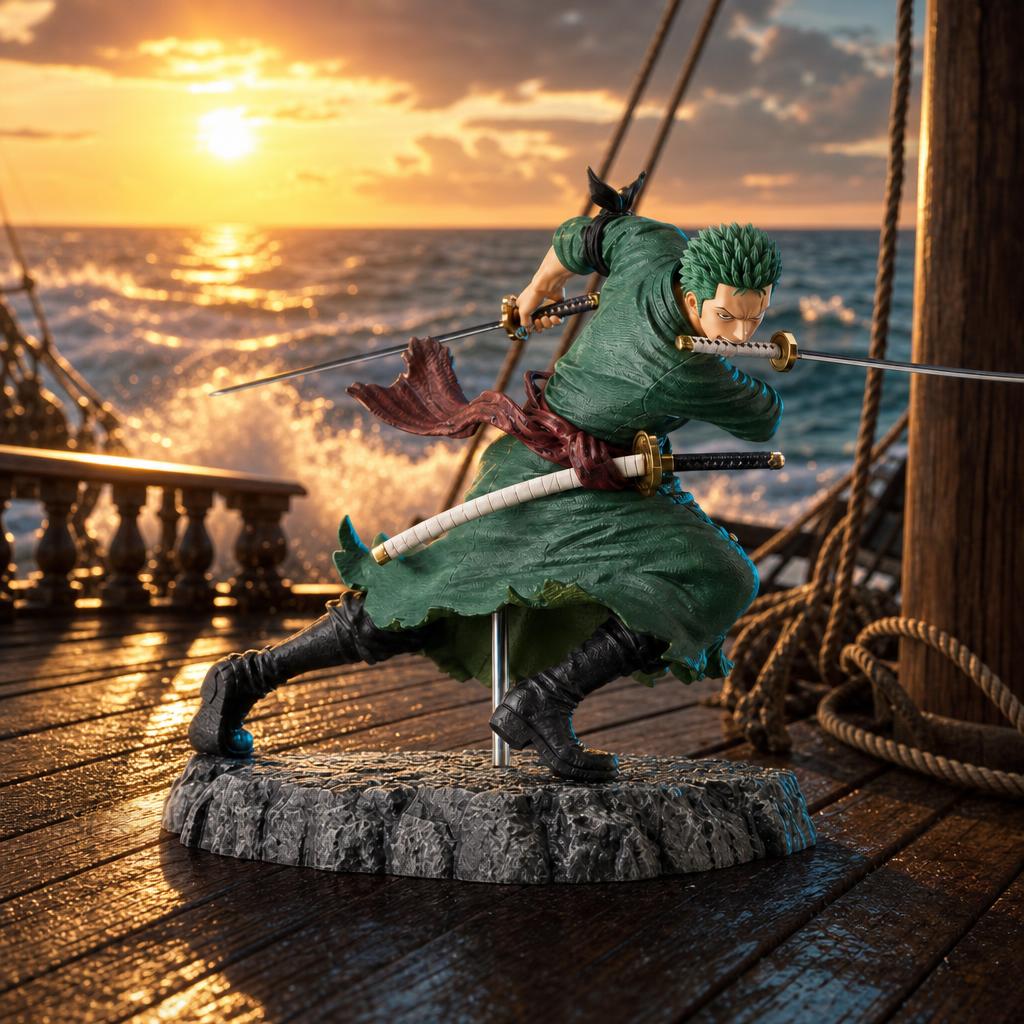 Figura de colección Roronoa Zoro, en escena épica