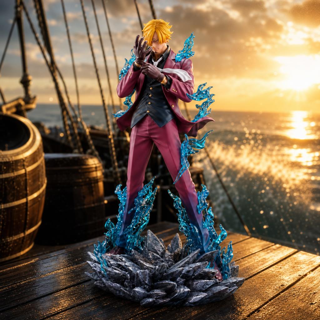 Figura de colección Sanji 25 cm, en escena épica
