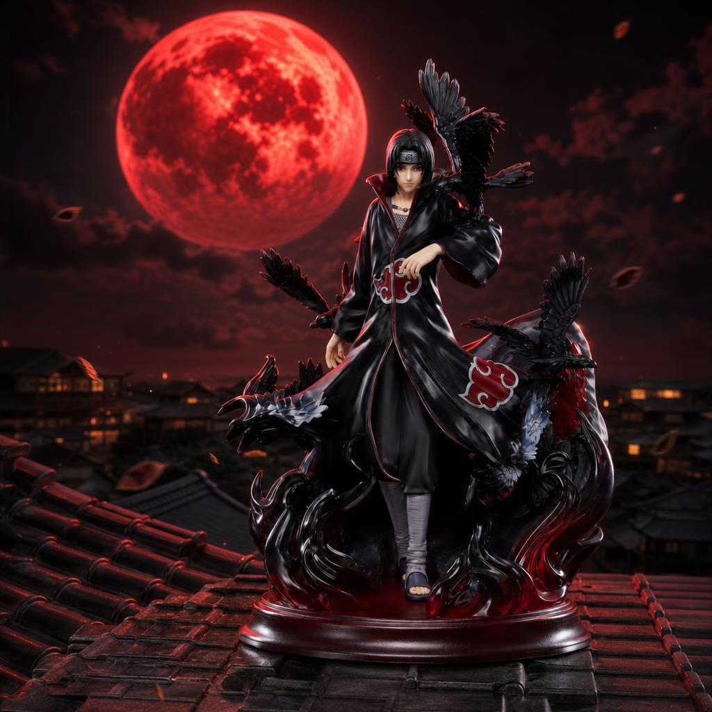 Figura de colección Uchiha Itachi, en escena épica