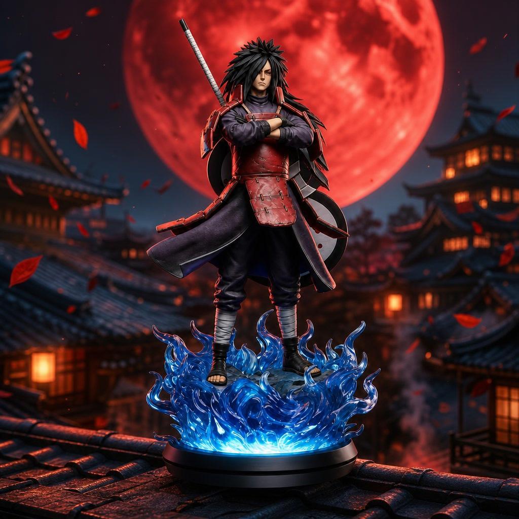 Figura de colección Uchiha Madara, en escena épica